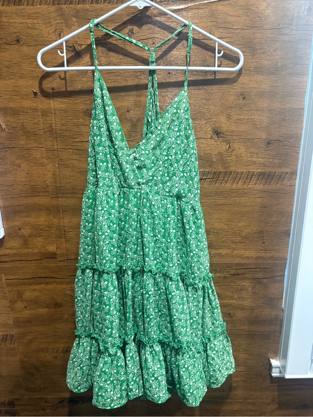 New In Green Tiered Sundress with Lattice Back - Picture 2 of 10